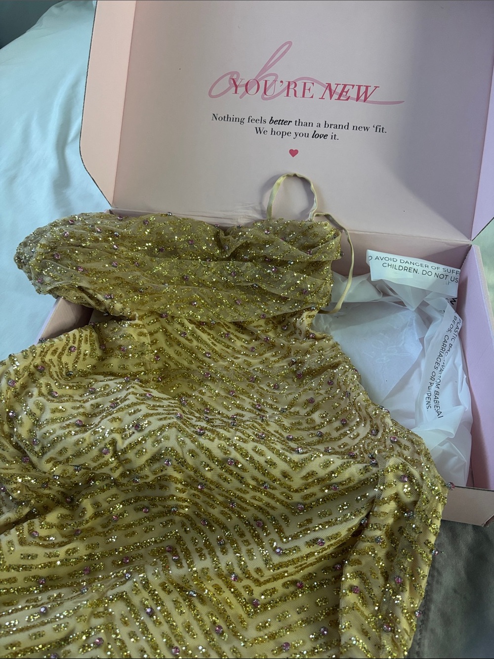 Gold Glitter Dress with purple rhinestones- Brand: Oh Polly. Used once